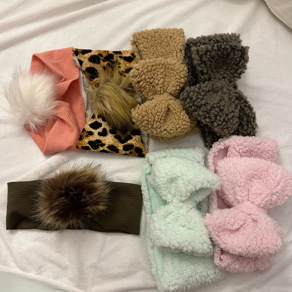 Cozy Kids Headband Set - Pink, Green, Brown